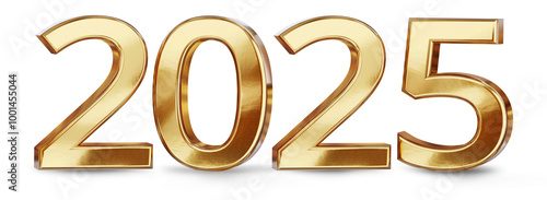 golden year 2025, gold metallic, isolated, bold letters as font-weight: bold