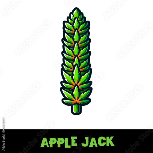 Vector Illustrated Apple Jack Cannabis Bud Strain Cartoon