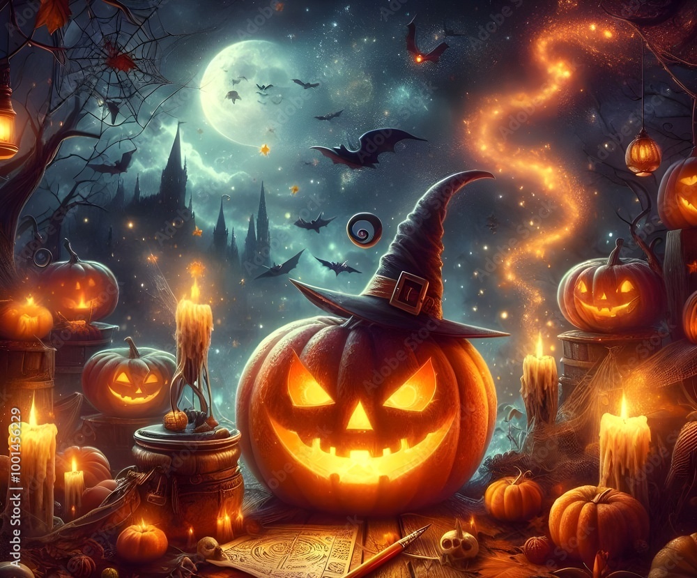 Fototapeta premium fantastic pumkin lantern hallowen