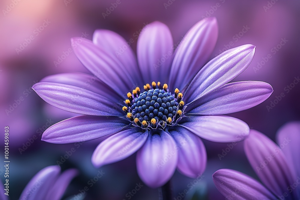 Fototapeta premium A close up of a purple flower with a blue center