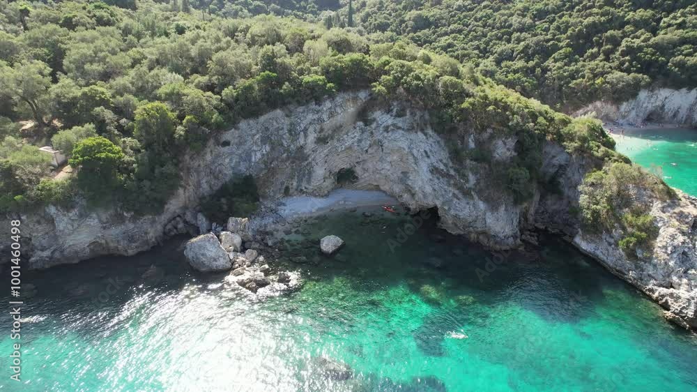Aerial video on a sunny day over the beautiful island and coastline of Corfu, Greece Aerial video on a sunny day over the beautiful island and coastline of Corfu, Greece