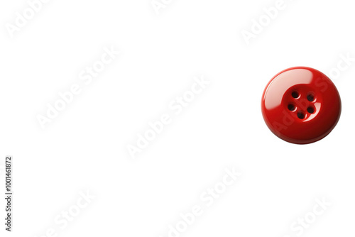 Single red button on transparent background