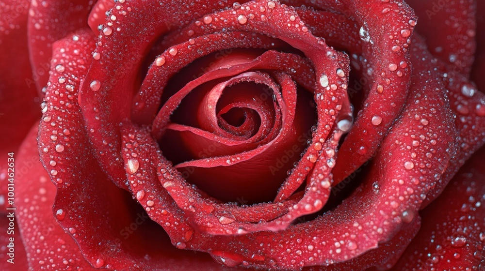 Rose with soft red petals and dewdrops, close-up against a background Rose with soft red petals and dewdrops, close-up against a background