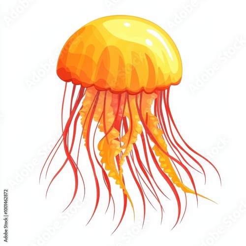 Vibrant Jellyfish on a White Background