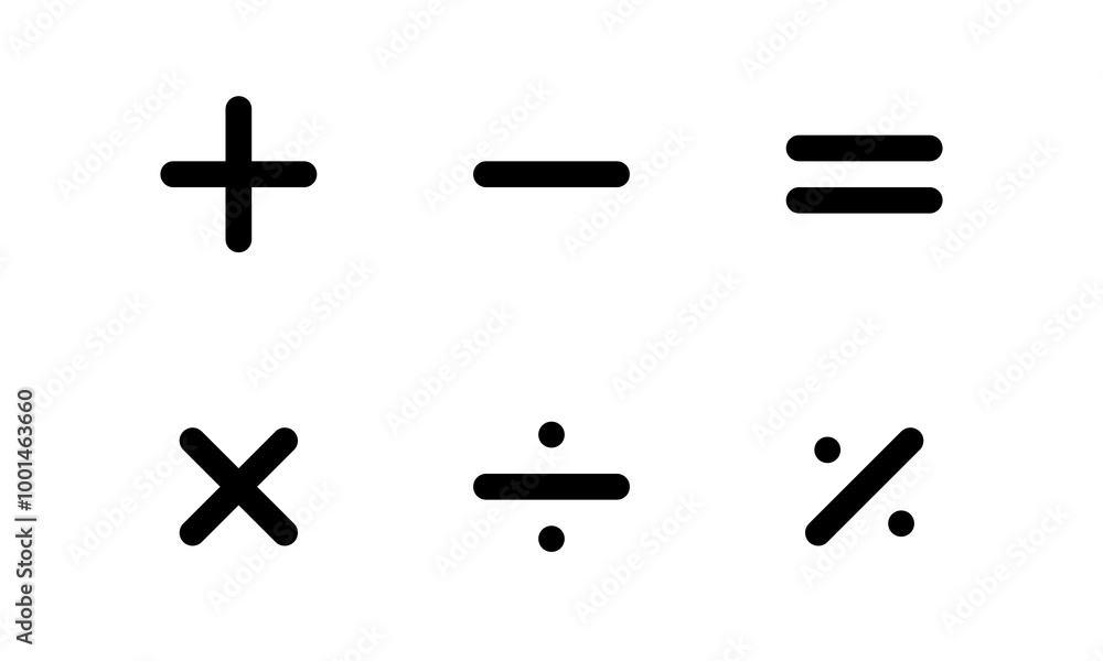 Obraz premium arithmetical signs simple vector icons, black on white background