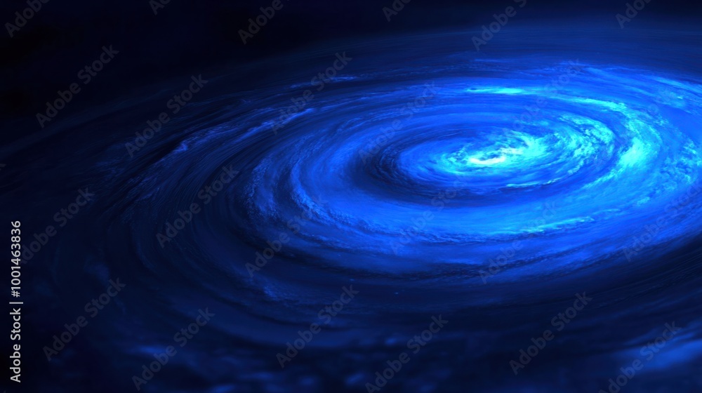 A close-up of Neptune swirling storm systems, with deep blue clouds and faint rings glowing in the distant light of the Sun A close-up of Neptune swirling storm systems, with deep blue clouds and faint rings glowing in the distant light of the Sun