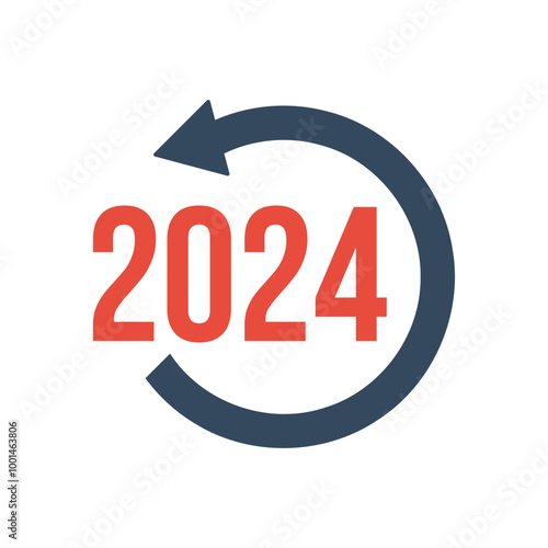 2024 numbers with reload arrows vector sign