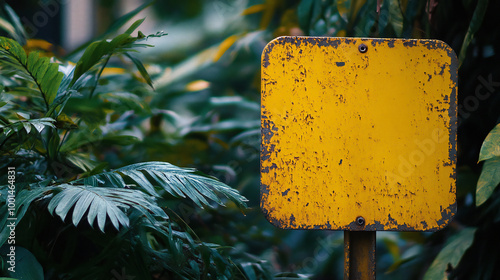 a yellow slighty rusty empty sign board photo