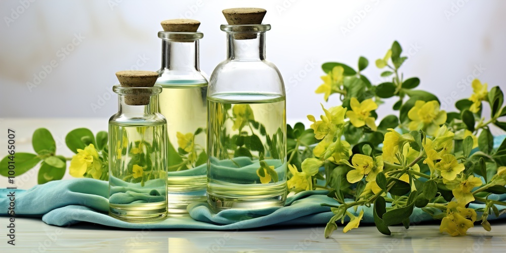 bottle of perfume with flower bottle of perfume with flower