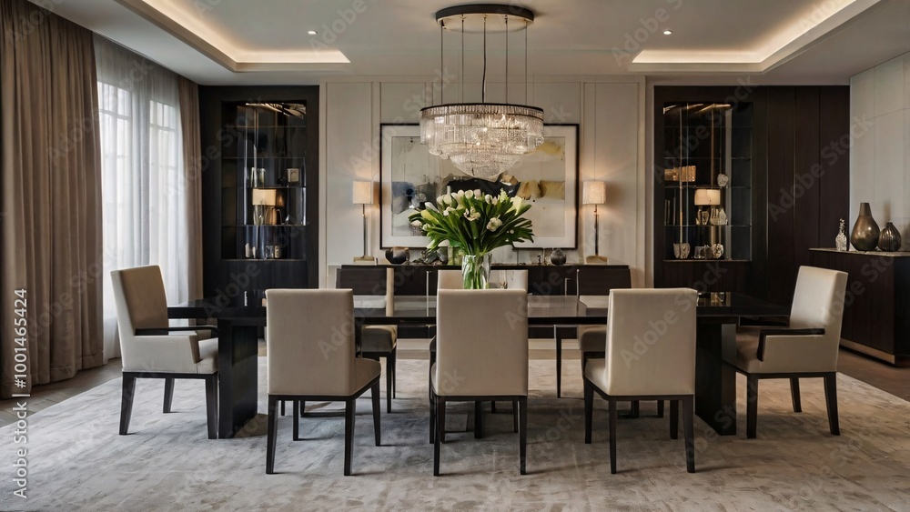 Fototapeta premium Elegant dining room Generative AI