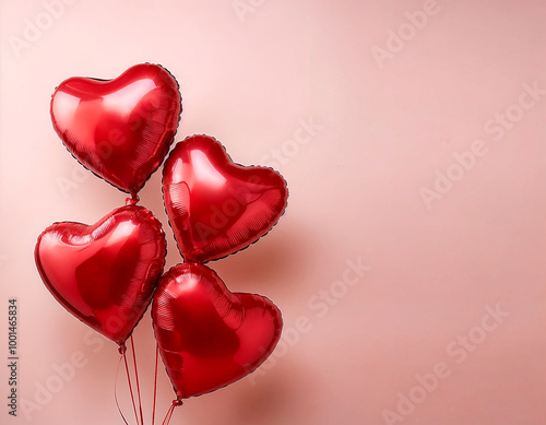 red heart shaped balloons Perfect for Valentine's Day Celebrations, Red foil air balloons set. Collection of different bunch of heart shaped balloons. Party compositions. Valentines day decoration