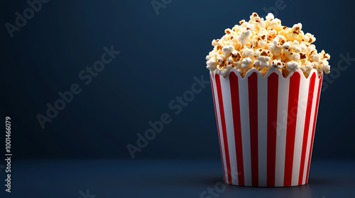 Popcorn in red and white striped bucket