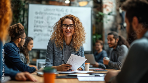 Happy Diverse Business People In A Meeting Room. 