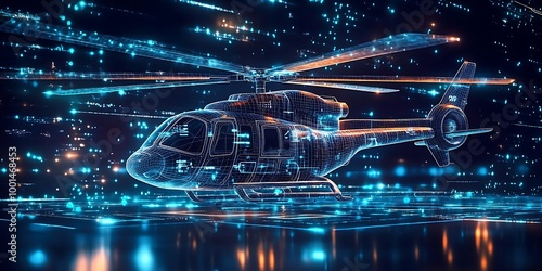  smart digital helicopter , artificial intelligence in rotorcraft technology, flight performance, safety, and operational efficiency. aerial operations, precise navigation, generative ai