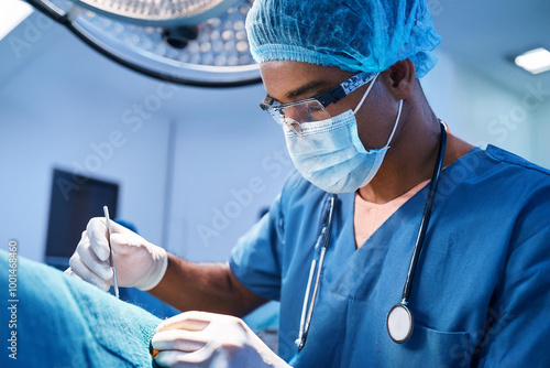 Surgeon Performing Surgery in a Modern Operating Room