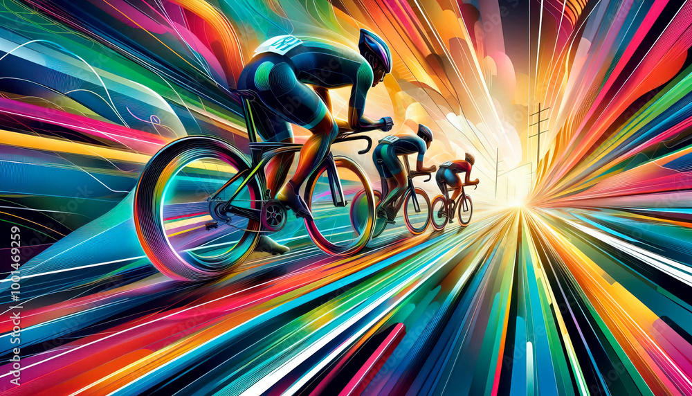 Fototapeta premium Abstract colorful road cycling sports race illustration