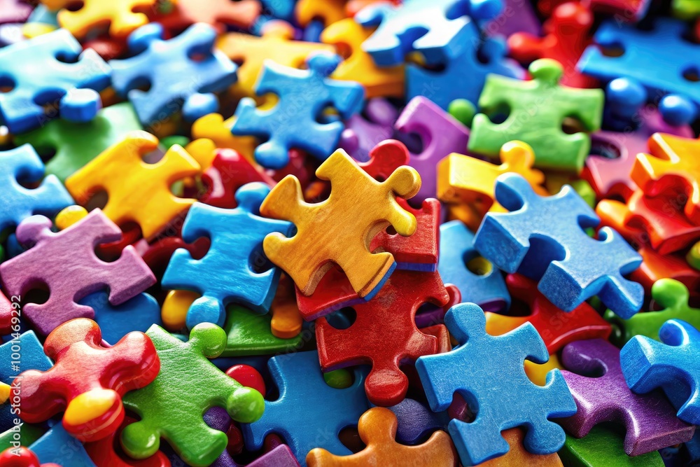 Colorful puzzle pieces symbolize global awareness and acceptance of autism spectrum disorder worldwide Colorful puzzle pieces symbolize global awareness and acceptance of autism spectrum disorder worldwide