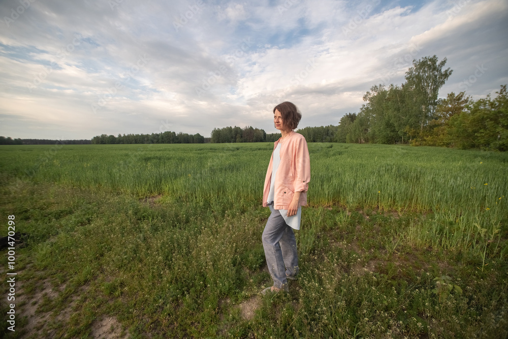 Portrait of a young beautiful fair-haired girl in nature.