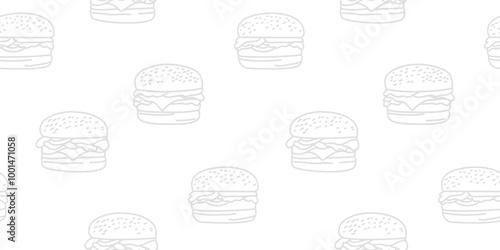 doodle burger pattern background. doodle fast food burger seamless pattern background. seamless pattern of burger in doodle style. Seamless Pattern of a Cheese Burger or Hamburger. hamburger pattern.