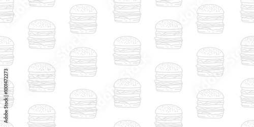 doodle burger pattern background. doodle fast food burger seamless pattern background. seamless pattern of burger in doodle style. Seamless Pattern of a Cheese Burger or Hamburger. hamburger pattern.
