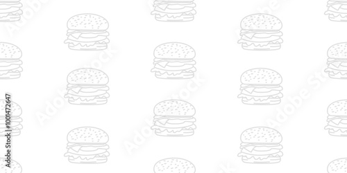 doodle burger pattern background. doodle fast food burger seamless pattern background. seamless pattern of burger in doodle style. Seamless Pattern of a Cheese Burger or Hamburger. hamburger pattern.