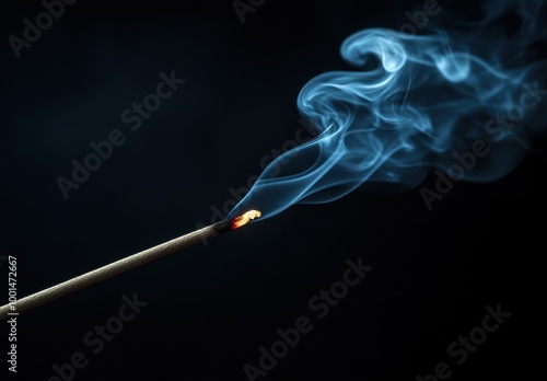 white smoke rising from the tip of an incense stick