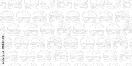 doodle burger pattern background. doodle fast food burger seamless pattern background. seamless pattern of burger in doodle style. Seamless Pattern of a Cheese Burger or Hamburger. hamburger pattern.