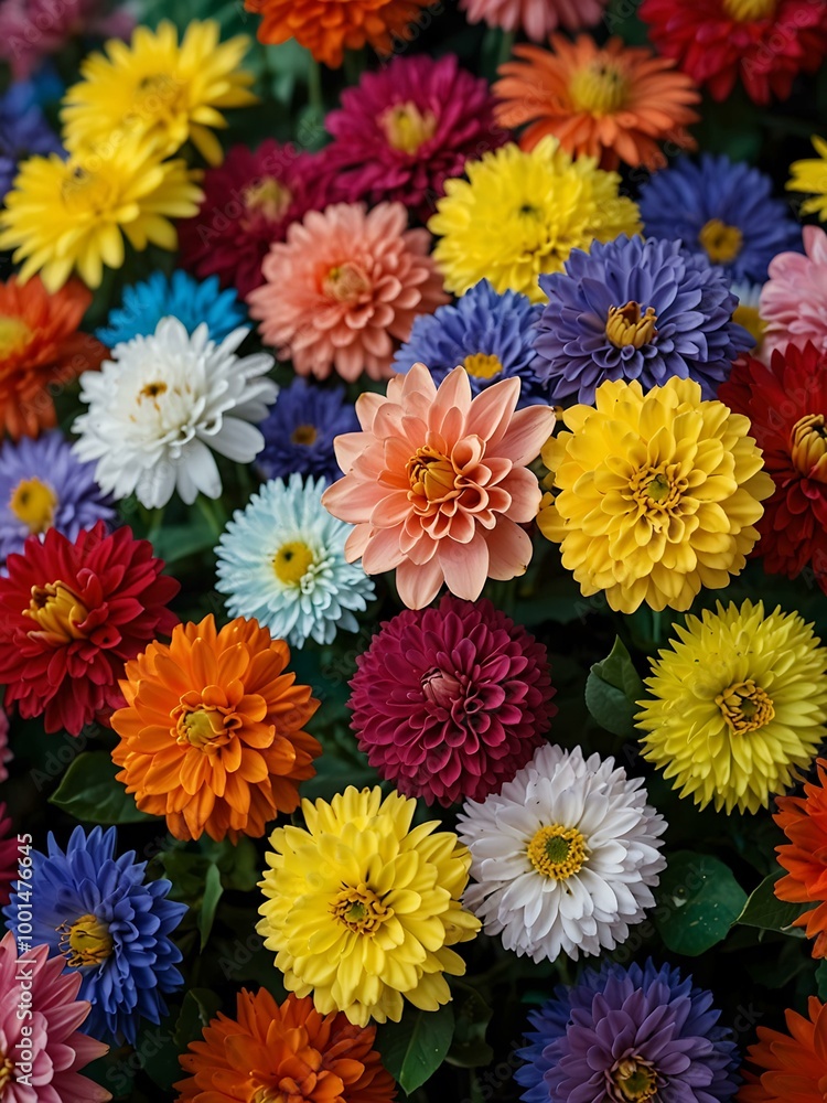 A cluster of colorful flowers. A cluster of colorful flowers.