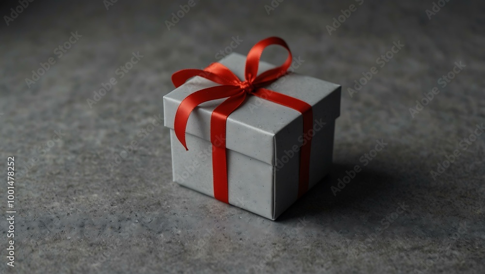 A gift box with an inscription on a gray background. A gift box with an inscription on a gray background.