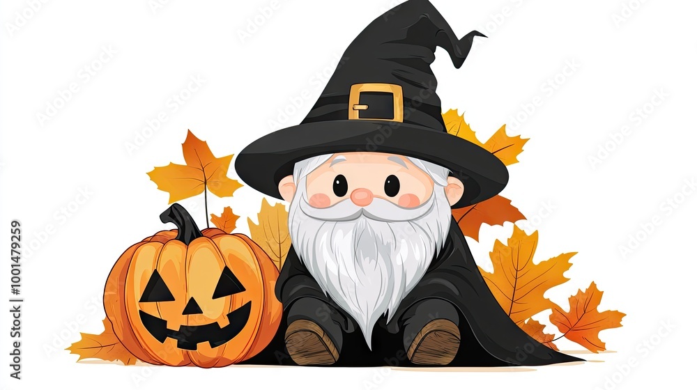 clip art image of a whimsical, chibi-style gnome dressed as a wizard. The gnome has a round face with a cheerful expression, rosy cheeks, and large, clip art image of a whimsical, chibi-style gnome dressed as a wizard. The gnome has a round face with a cheerful expression, rosy cheeks, and large,