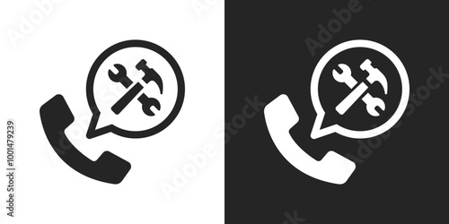 Customer service hotline sign black and white icon vector design