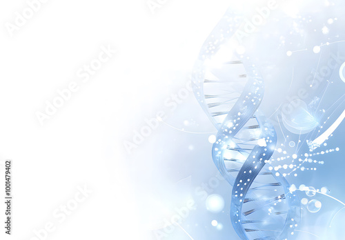 Wallpaper Mural Futuristic DNA Strand with Blue Molecular Structure on Abstract Background Torontodigital.ca