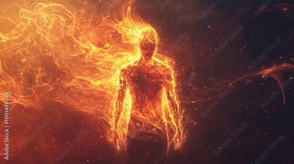 Create a powerful and dynamic TikTok cover image that symbolizes the 'fire of motivation' within. Depict a person standing strong and determined, Create a powerful and dynamic TikTok cover image that symbolizes the 'fire of motivation' within. Depict a person standing strong and determined,
