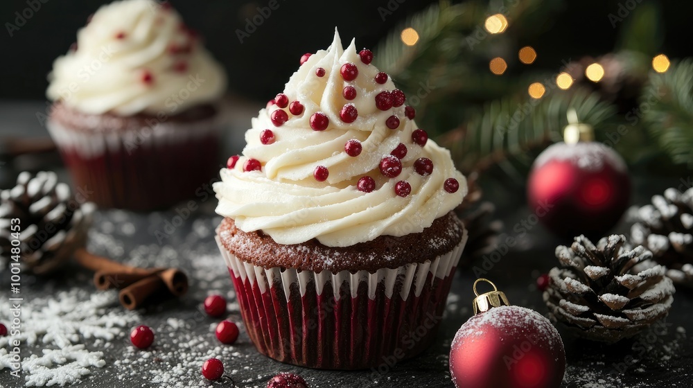 create an image of a cupcake for christmas create an image of a cupcake for christmas