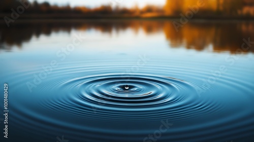 Serene Water Ripples from a Droplet, calm, lake, reflections, nature