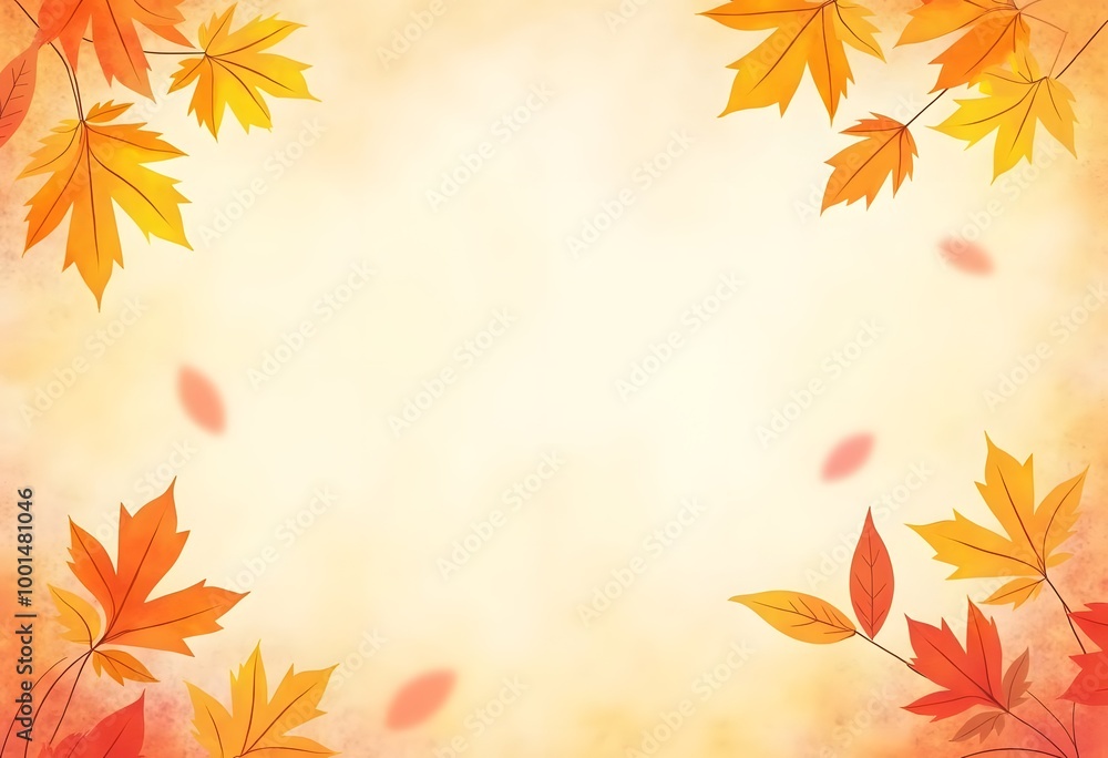 Autumn Banner With Colorful Leaves Blur Background With Gradient Mesh, Vector Illustration
