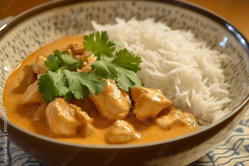 Creamy Chicken Curry with Fragrant Rice, meal, food, dinner, delicious Creamy Chicken Curry with Fragrant Rice, meal, food, dinner, delicious