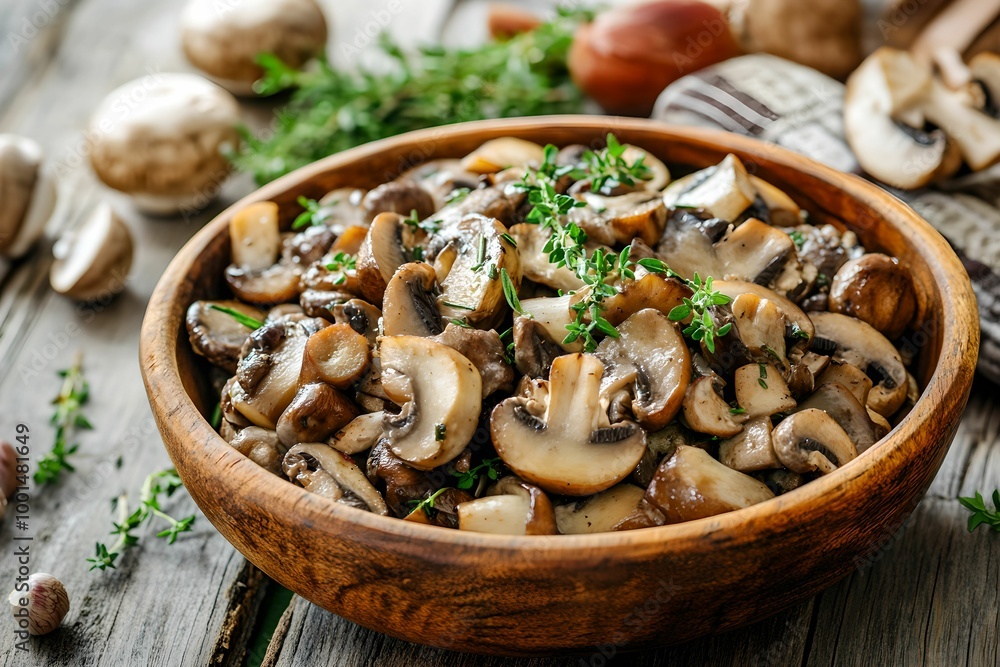 Sautéed Hearty Mushroom Dish with Fresh Herbs, food, sauté, gourmet, cooking Sautéed Hearty Mushroom Dish with Fresh Herbs, food, sauté, gourmet, cooking