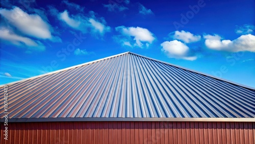 Metal roof profile silhouette standing out boldly against the vast blue sky backdrop