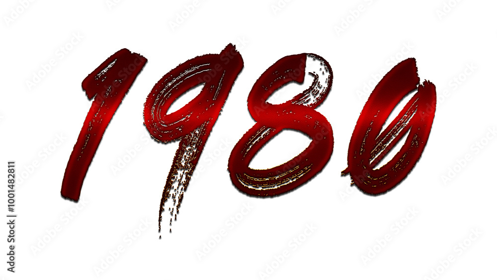 3D blood red number design of 1980 on white background. 3D blood red number design of 1980 on white background.