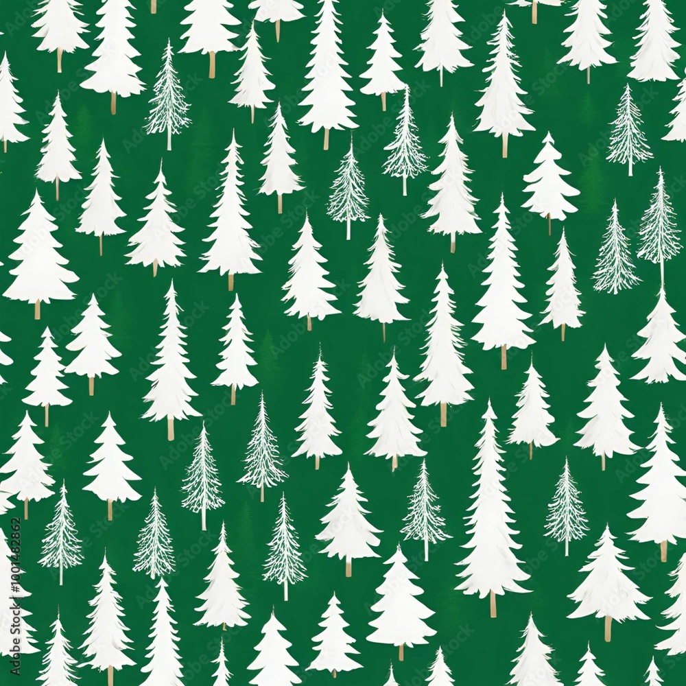 Obraz premium Background, white Christmas trees on green 