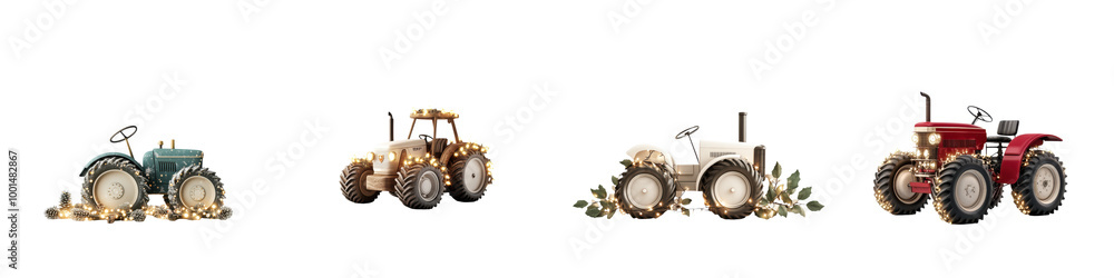 Obraz premium Tractors on white isolated background for agricultural and farm use.