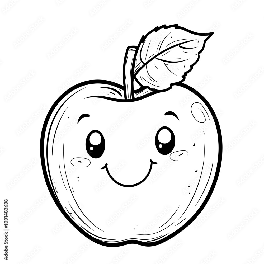 Obraz premium Cute Kawaii apple coloring Pages Kids