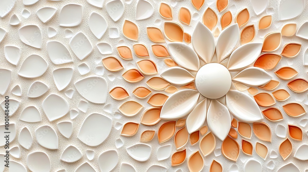 custom made wallpaper toronto digitalDecorative floral design, textured background, modern art style, paper craft.