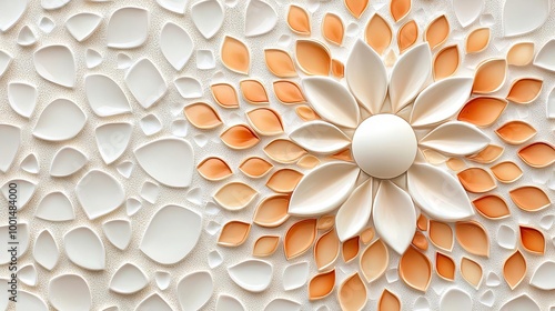 Wallpaper Mural Decorative floral design, textured background, modern art style, paper craft. Torontodigital.ca