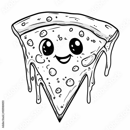 Cute Kawaii  pizza coloring Pages Kids