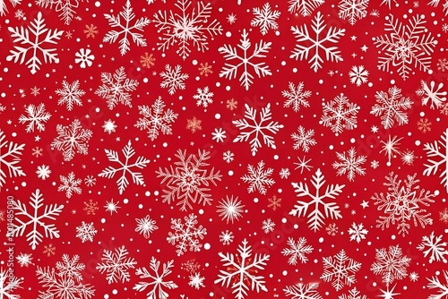 Red background with white snowflakes