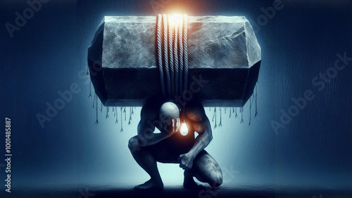 A heavy weight pressing down on a person's shoulders, symbolizing the burden of worry