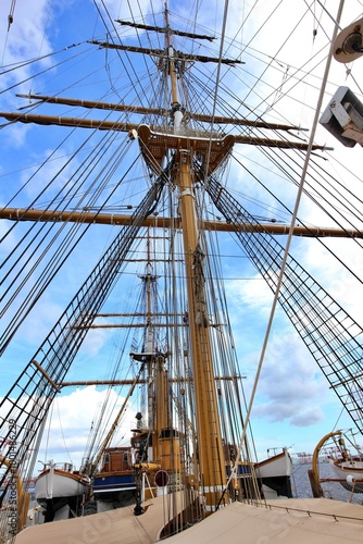 Mast of a sailing ship anchored in Tokyo Bay