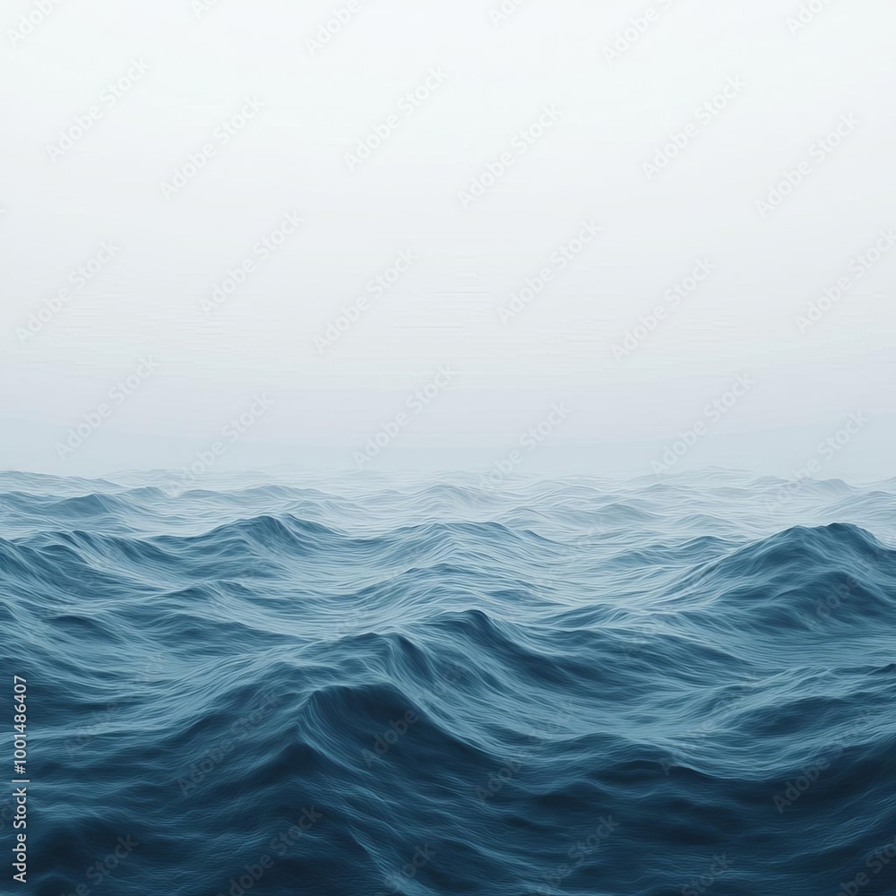 Ambient fog drifting over ocean waves, serene atmosphere, 3D illustration Ambient fog drifting over ocean waves, serene atmosphere, 3D illustration
